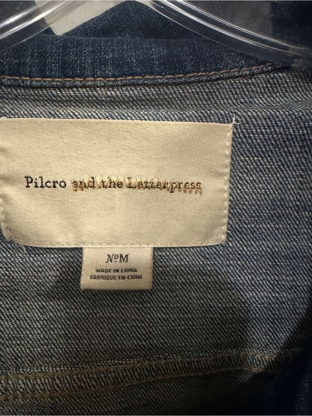Pilcro Dark Blue Denim Distressed Classic Trucker Jacket. Size Medium - Picture 4 of 9